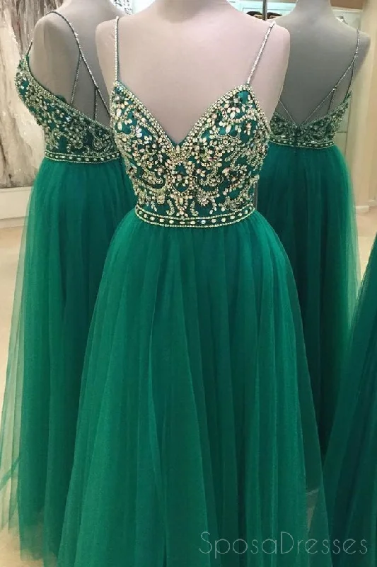 Stock Clearance Sexy Backless Beaded Evening Prom Dresses, Long Tulle Party Prom Dress, Custom Long Prom Dresses, Cheap Formal Prom Dresses, 17057