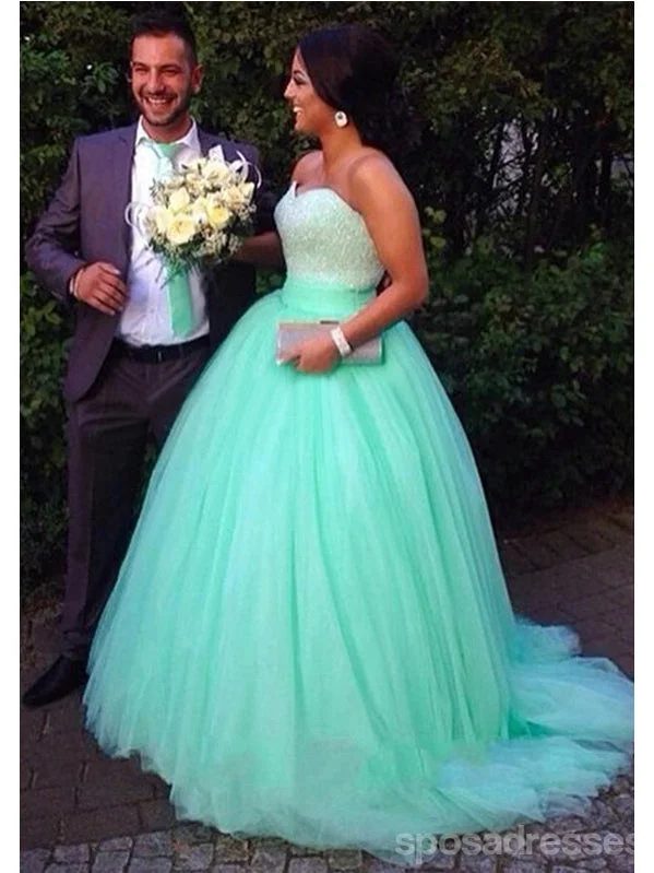 Doorbuster Deal A line Green Ball Gown Evening Prom dresses, tulle prom dresses, prom dresses 2017, dresses for prom, sexy prom dress, 17018
