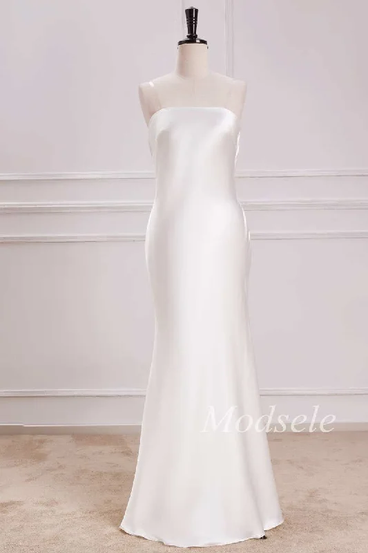 Price Meltdown Cowl Back Strapless Mermaid Maxi Dress in White