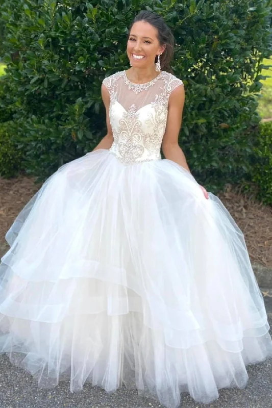 Overstock White Beading Sweetheart Tiered Wedding Dress