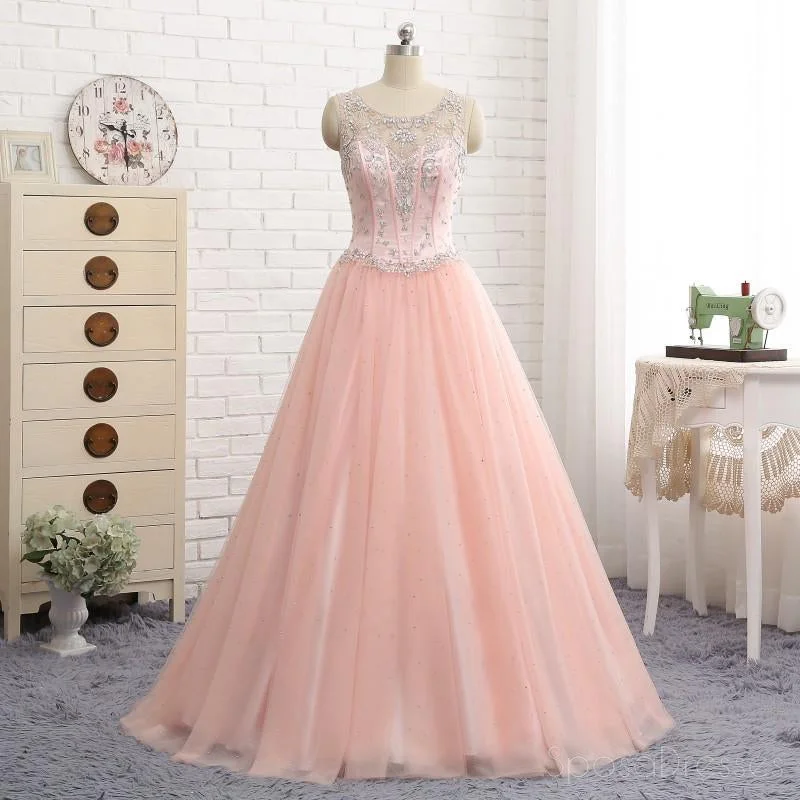 Time-Limited Offer Sexy Open Back Scoop Neckline Blush Pink Evening Prom Dresses, Popular Beaded Party Prom Dress, Custom Long Prom Dresses, Cheap Formal Prom Dresses, 17153