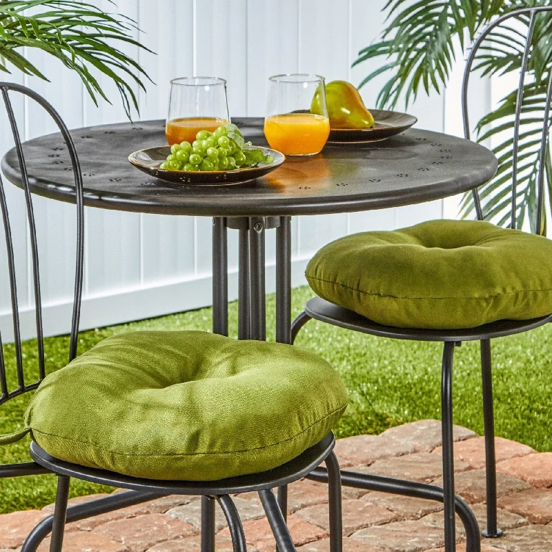 Seasonal Sale 15-inch Round Outdoor Summerside Green Bistro Chair Cushions (Set of 2)