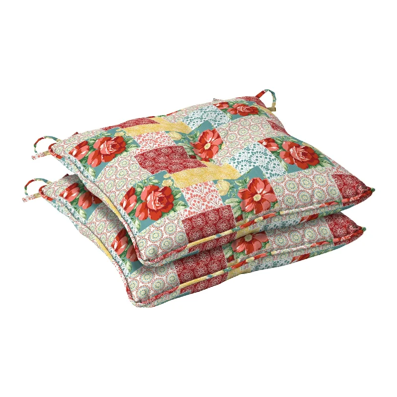 Don’t Miss Out 18" x 19" Floral Outdoor Seat Pad, 2 Pack