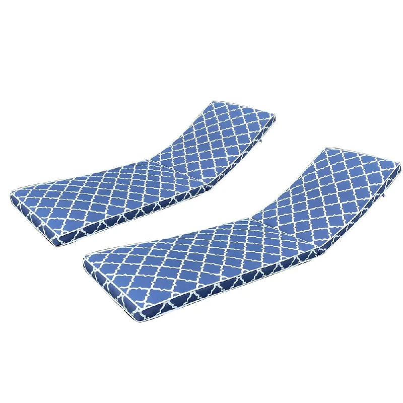 Deal Dash 2Pcs Outdoor Chaise Lounge Chair Cushion,Blue Striped
