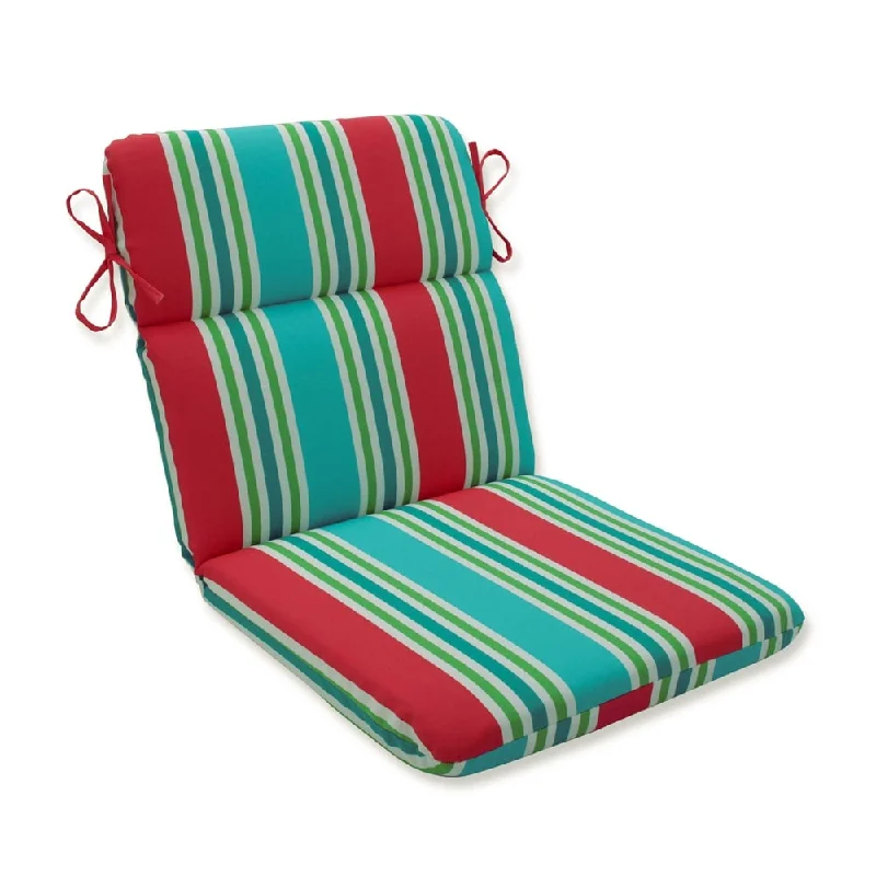 Buy Now Aruba Stripe Turq/Coral Rounded Corners Chair Cushion