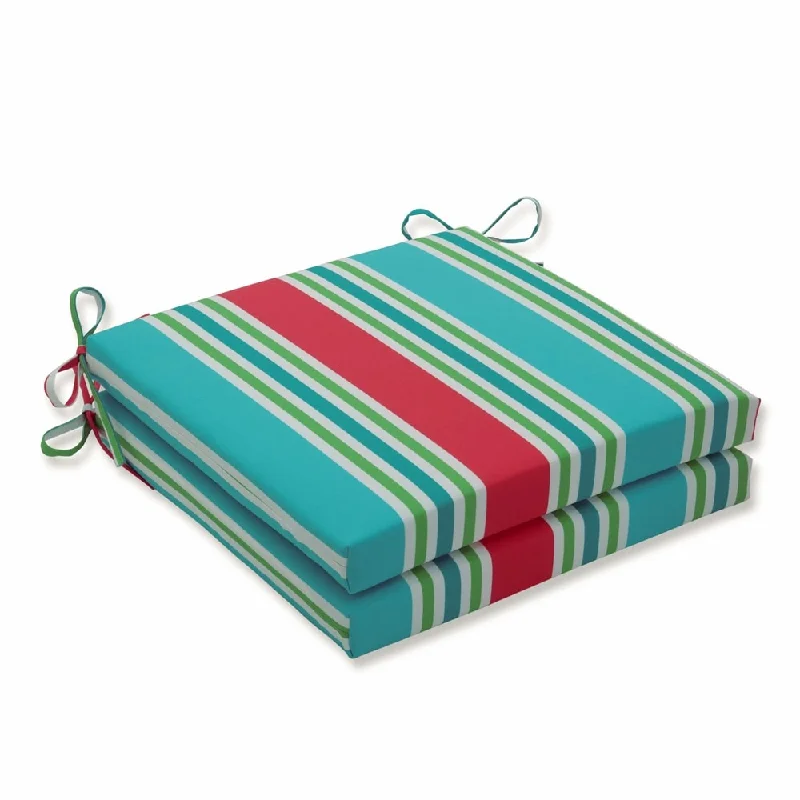 Special Discount Aruba Stripe Turq/Coral Squared Corners Seat Cushion 20x20x3 (Set of 2) Special Discount Aruba Stripe Turq/Coral Squared Corners Seat Cushion 20x20x3 (Set of 2)