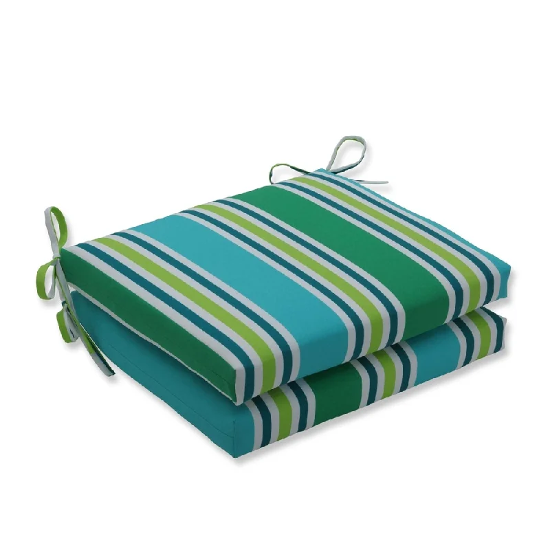 Act Fast Aruba Stripe Turquoise\Green Squared Corners Seat Cushion (Set of 2)