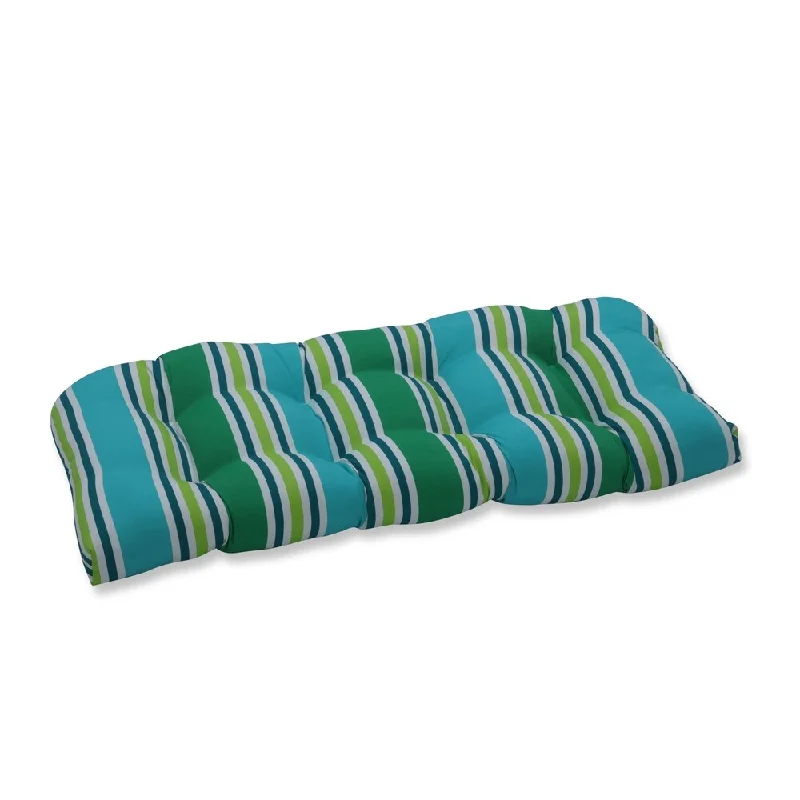 Can't Miss Aruba Stripe Turquoise\Green Wicker Loveseat Cushion