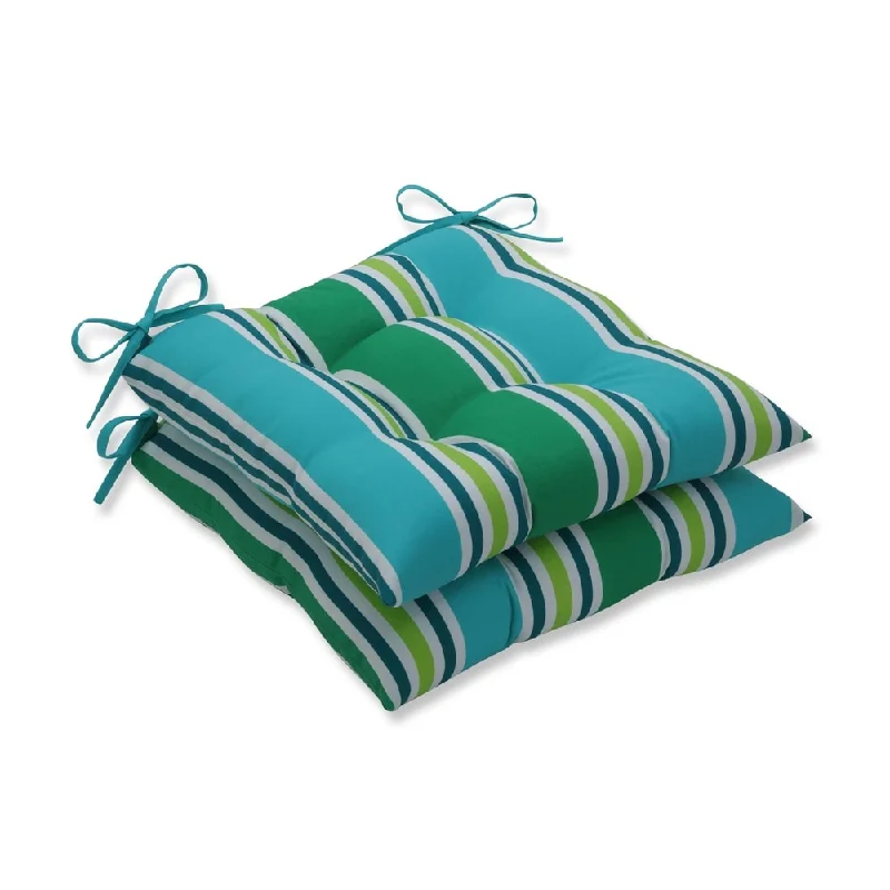 Major Savings Aruba Stripe Turquoise Green Wrought Iron Seat Cushion (Set of 2)
