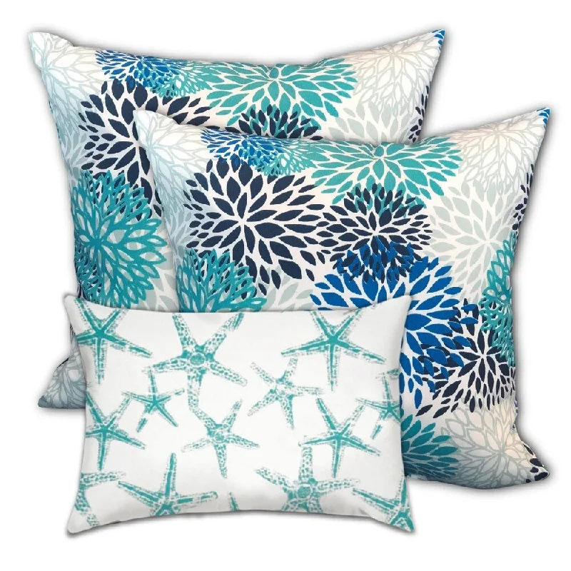 Savings Galore Blue Starfish Indoor/Outdoor, Zippered Pillow Cover, Set of 2 Large & 1 Lumbar, Blue, Seafoam, Aqua Savings Galore Blue Starfish Indoor/Outdoor, Zippered Pillow Cover, Set of 2 Large & 1 Lumbar, Blue, Seafoam, Aqua