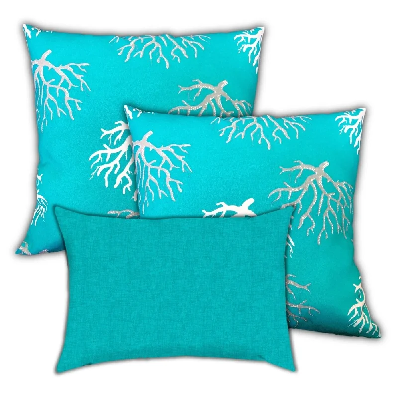 Big Savings Carolines Beach Indoor/Outdoor, Zippered Pillow Cover, Set of 2 Large & 1 Lumbar, Ocean, Blue, Sea Big Savings Carolines Beach Indoor/Outdoor, Zippered Pillow Cover, Set of 2 Large & 1 Lumbar, Ocean, Blue, Sea