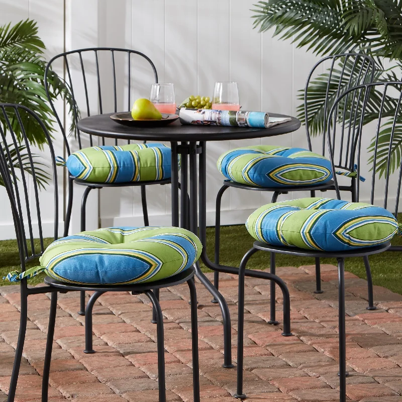 Get It Before It’s Gone Cayman Stripe 15-inch Round Outdoor Bistro Chair Cushion (Set of 4)