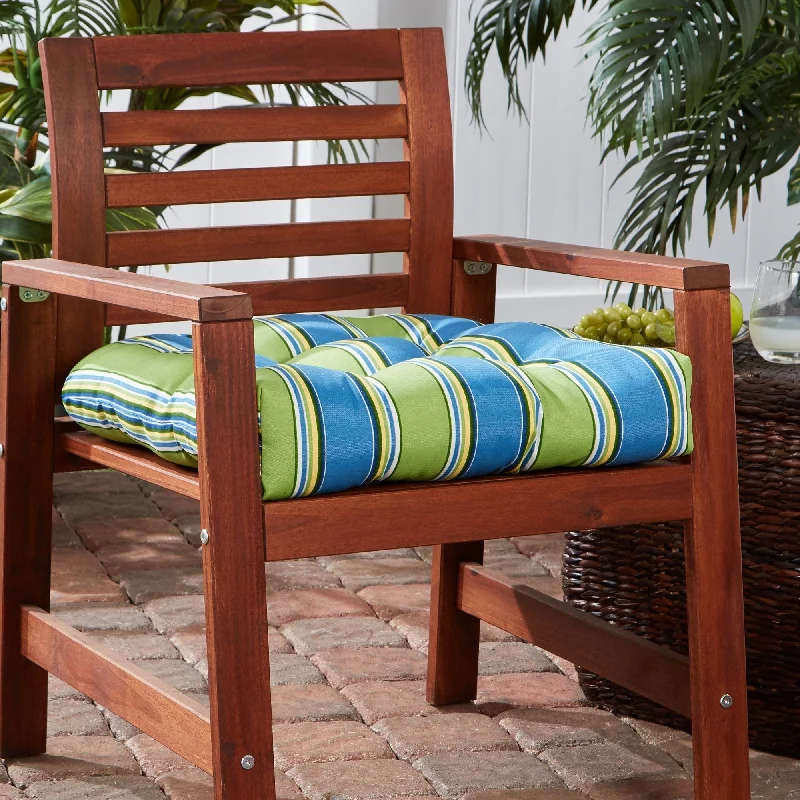 While Supplies Last Cayman Stripe 20-inch Outdoor Dining Seat Cushion by Greendale Home Fashions