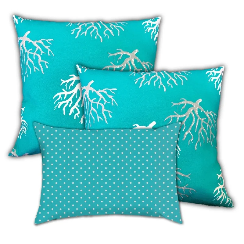 Sale Event Dancing Waters Indoor/Outdoor, Zippered Pillow Cover, Set of 2 Large & 1 Lumbar, Ocean, Blue, Sea Sale Event Dancing Waters Indoor/Outdoor, Zippered Pillow Cover, Set of 2 Large & 1 Lumbar, Ocean, Blue, Sea