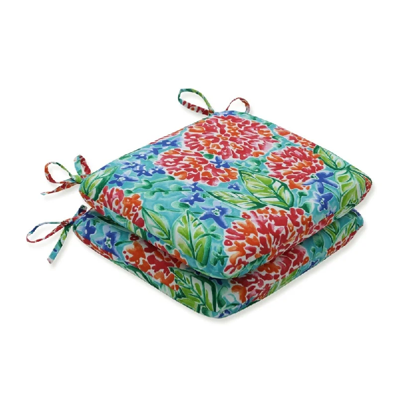 Hot Deal Garden Blooms Multi Rounded Corners Seat Cushion (Set of 2)