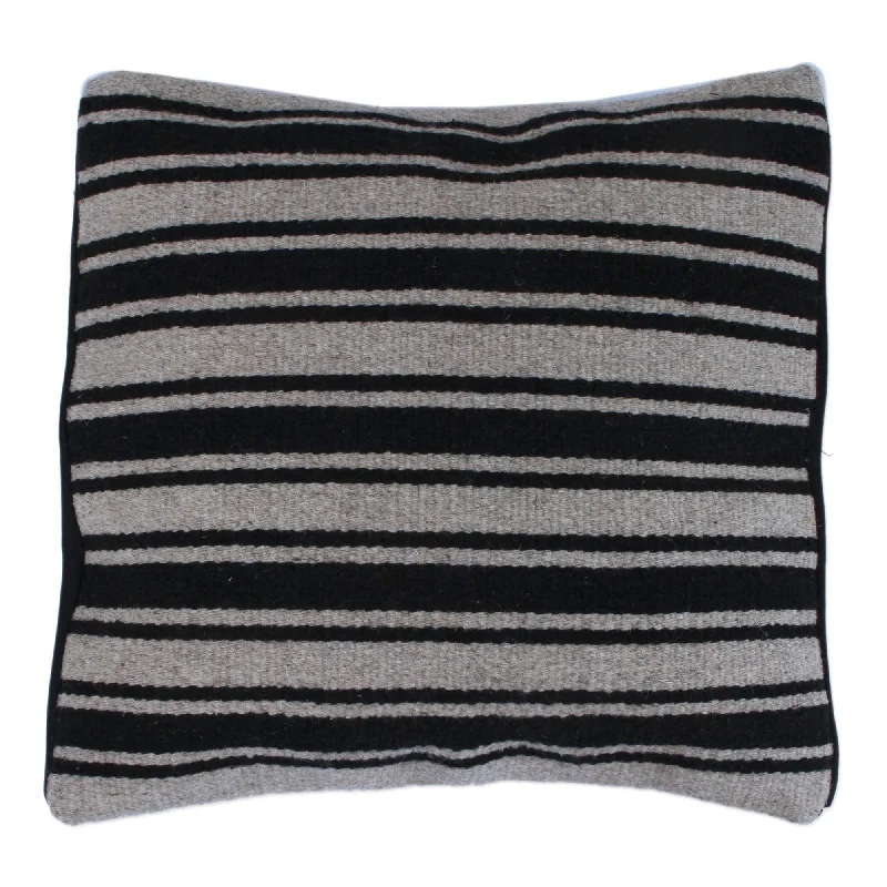 Season Finale Sale Handmade Duality Stripes Wool cushion cover (Mexico)