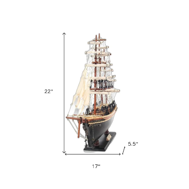 Price Reduction HomeRoots 17" Brown Wood and Metal Hand Painted Cutty Sark Model Boat Tabletop Sculpture - 5.5" x 22" x 17" Price Reduction HomeRoots 17" Brown Wood and Metal Hand Painted Cutty Sark Model Boat Tabletop Sculpture - 5.5" x 22" x 17"