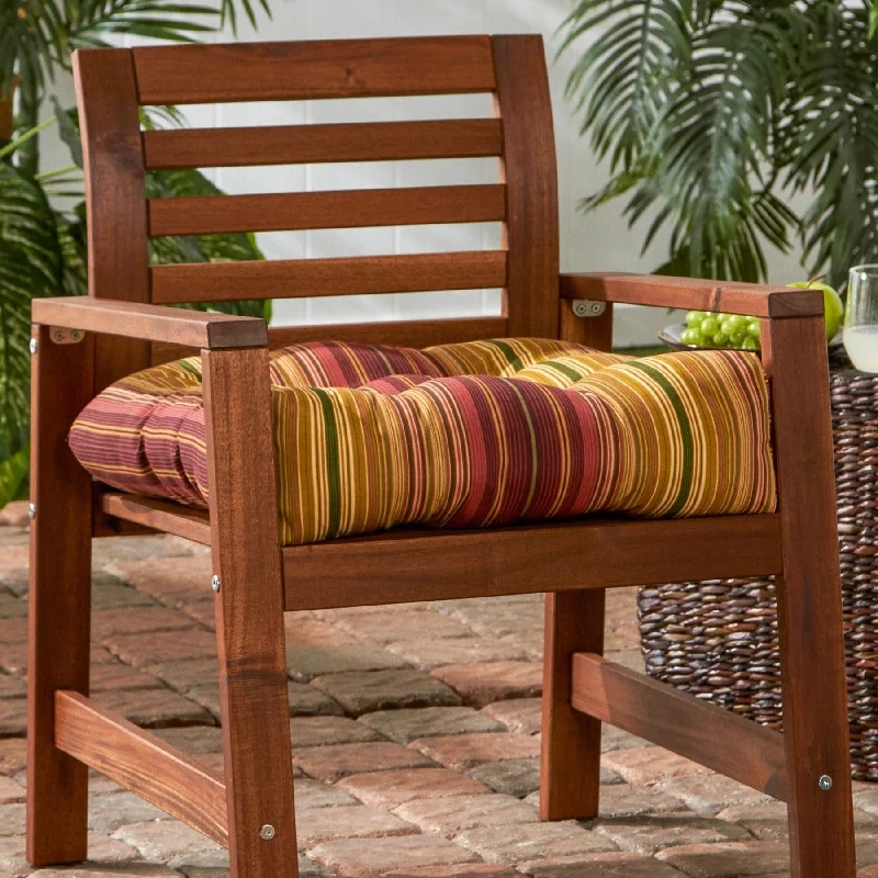 Limited Stock Kinnabari Stripe 20-inch Outdoor Chair Cushion by Greendale Home Fashions - 20w x 20l