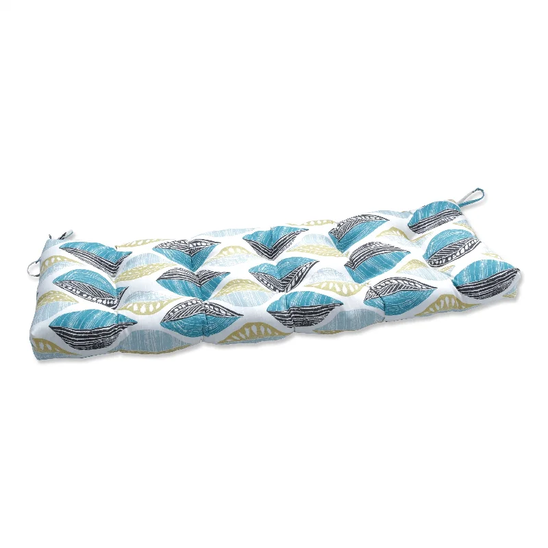 Massive Deals Leaf Block Teal/Citron Outdoor Tufted Bench Swing Cushion - 60 X 18 X 5 Massive Deals Leaf Block Teal/Citron Outdoor Tufted Bench Swing Cushion - 60 X 18 X 5