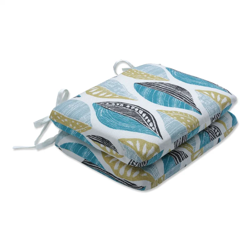 Deal of the Week Leaf Block Teal/Citron Rounded Corners Seat Cushion (Set Of 2) - 18.5 X 15.5 X 3 Deal of the Week Leaf Block Teal/Citron Rounded Corners Seat Cushion (Set Of 2) - 18.5 X 15.5 X 3