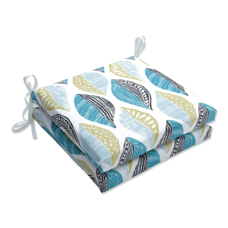 Daily Deals Leaf Block Teal/Citron Squared Corners Seat Cushion (Set of 2) - 20 X 20 X 3 Daily Deals Leaf Block Teal/Citron Squared Corners Seat Cushion (Set of 2) - 20 X 20 X 3