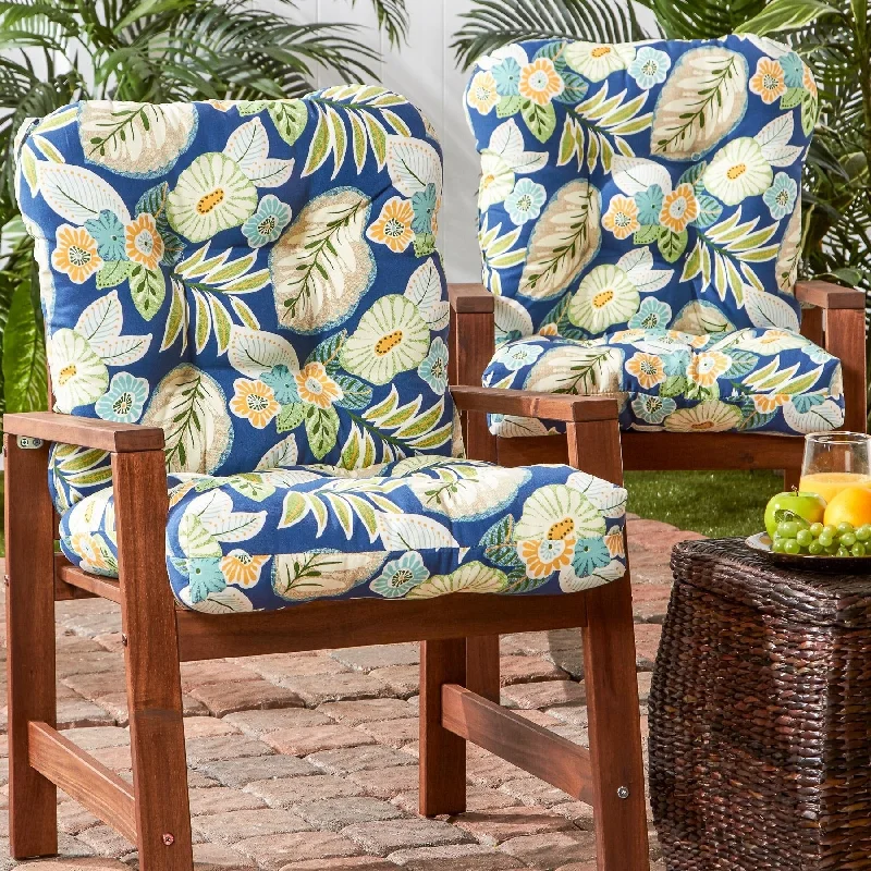 Special Offer Marlow Blue Floral 21 x 42-inch Outdoor Seat/Back Chair Cushion (Set of 2) (Cushions Only)