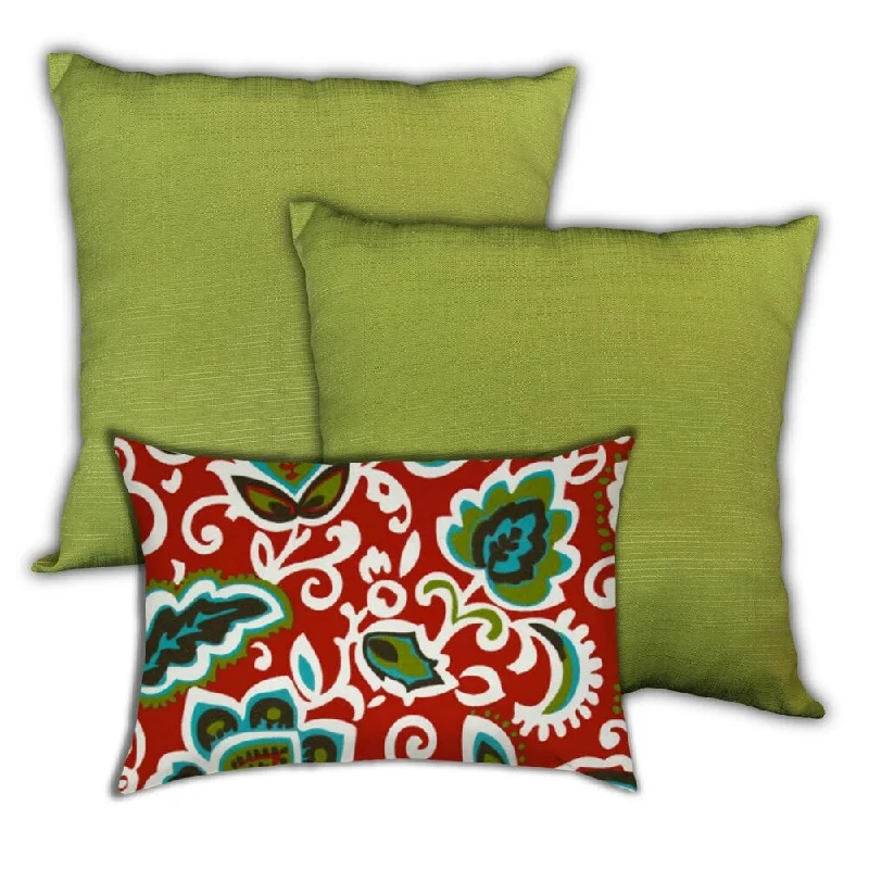 Major Savings Maui Tropical Forest Indoor/Outdoor, Zippered Pillow Cover, Set of 2 Large & 1 Lumbar, White, Kiwi, Turquoise Major Savings Maui Tropical Forest Indoor/Outdoor, Zippered Pillow Cover, Set of 2 Large & 1 Lumbar, White, Kiwi, Turquoise
