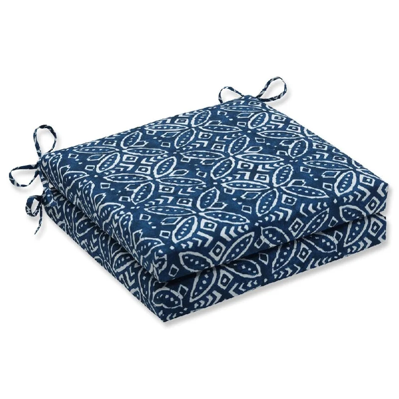 Discount Days Merida Indigo Squared Corners Seat Cushion 20x20x3 (Set of 2)