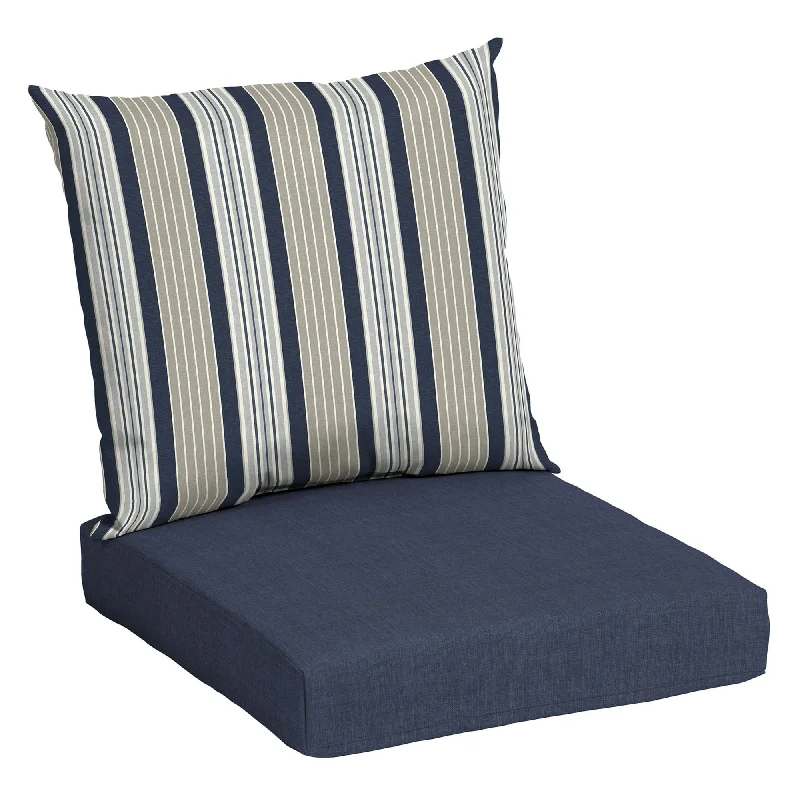 Blowout Deals Navy Stripe Rectangle Outdoor 2-Piece Deep Seat Cushion