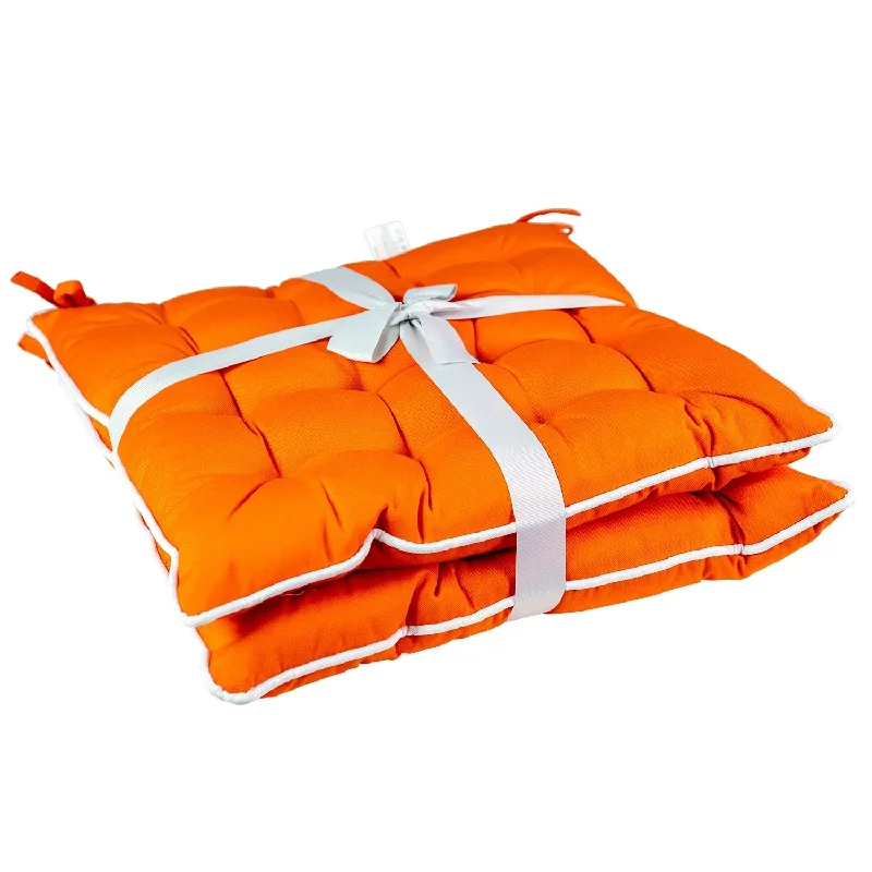 Bargain Prices Patio Premier 2pk Orange Spunpoly Seat Cushion with Flame Retardant Filling Bargain Prices Patio Premier 2pk Orange Spunpoly Seat Cushion with Flame Retardant Filling