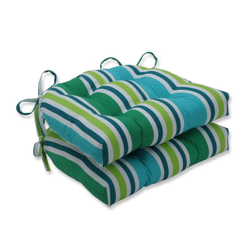 Stock Clearance Pillow Perfect Outdoor Aruba Stripe Turquoise\Green Deluxe Tufted Chairpad (Set of 2) - 17 X 17.5 X 4 - 17 X 17.5 X 4 Stock Clearance Pillow Perfect Outdoor Aruba Stripe Turquoise\Green Deluxe Tufted Chairpad (Set of 2) - 17 X 17.5 X 4 - 17 X 17.5 X 4