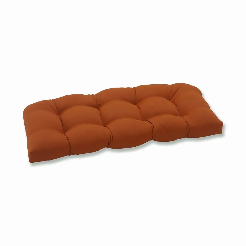 Discount Deals Pillow Perfect Outdoor Cinnabar Wicker Loveseat Cushion in Burnt Orange Discount Deals Pillow Perfect Outdoor Cinnabar Wicker Loveseat Cushion in Burnt Orange