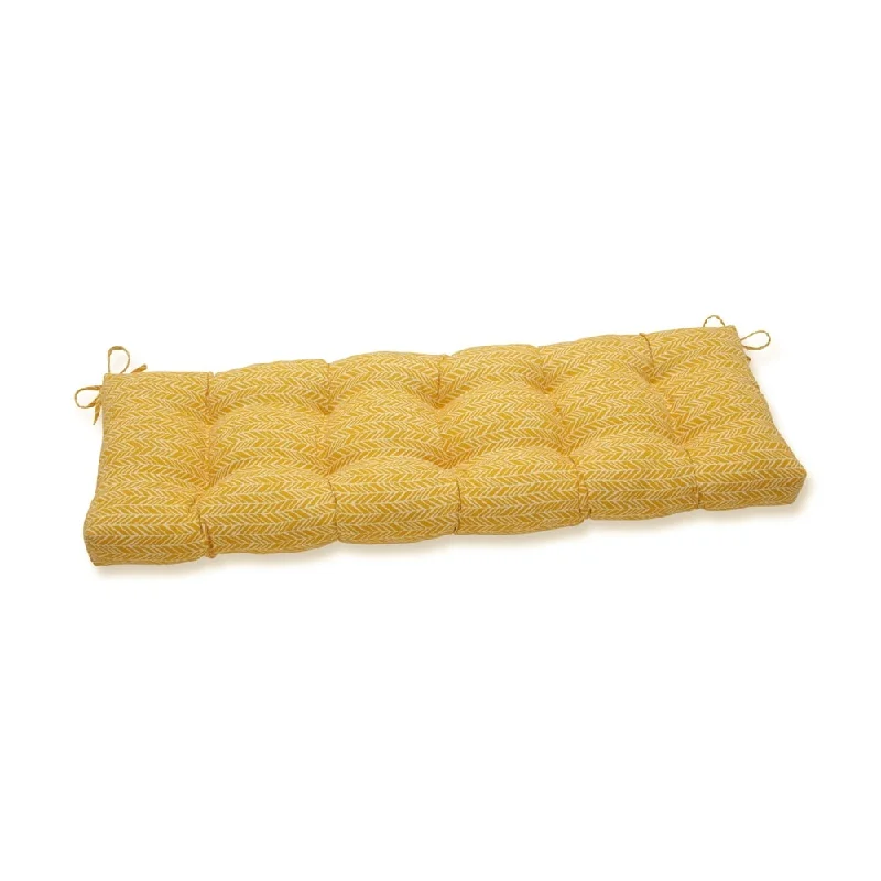 Can't Miss Pillow Perfect Outdoor Herringbone Egg Yolk Blown Bench Cushion