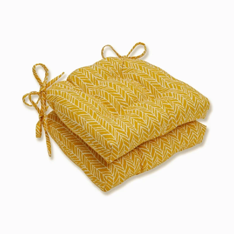 Don't Wait Pillow Perfect Outdoor Herringbone Egg Yolk Deluxe Tufted Chairpad (Set of 2) - 17 X 17.5 X 4 - 17 X 17.5 X 4 Don't Wait Pillow Perfect Outdoor Herringbone Egg Yolk Deluxe Tufted Chairpad (Set of 2) - 17 X 17.5 X 4 - 17 X 17.5 X 4