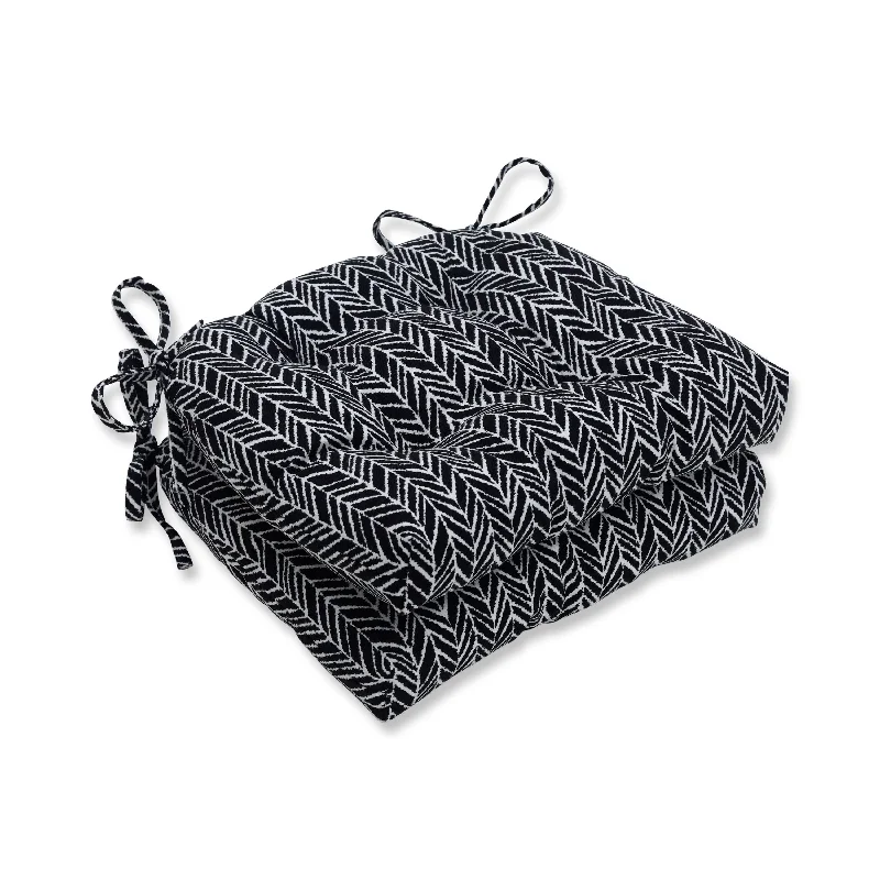 While Supplies Last Pillow Perfect Outdoor Herringbone Night Deluxe Tufted Chairpad (Set of 2) - 17 X 17.5 X 4 - 17 X 17.5 X 4