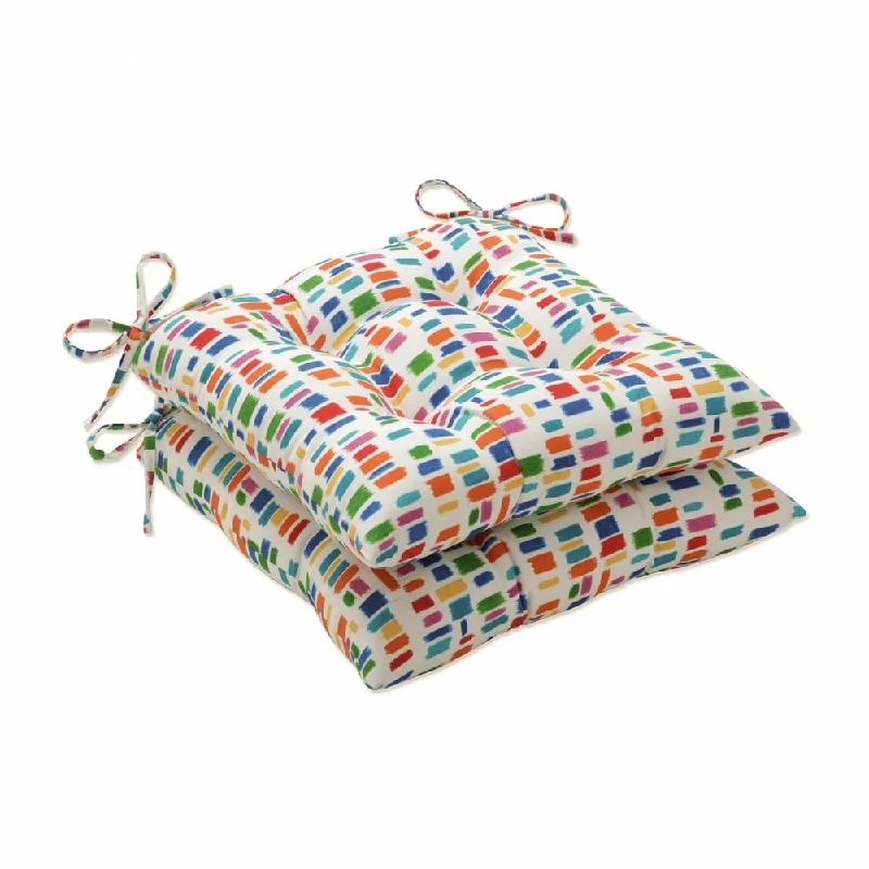 Clearance Items Pillow Perfect Outdoor / Indoor Color Tabs Primaries Wrought Iron Seat Cushion (Set of 2) 19 X 18.5 X 5 Clearance Items Pillow Perfect Outdoor / Indoor Color Tabs Primaries Wrought Iron Seat Cushion (Set of 2) 19 X 18.5 X 5