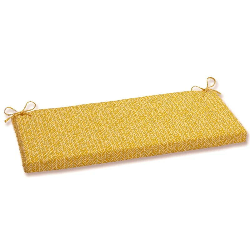 Savings Galore Pillow Perfect Outdoor/ Indoor Herringbone Egg Yolk Bench Cushion