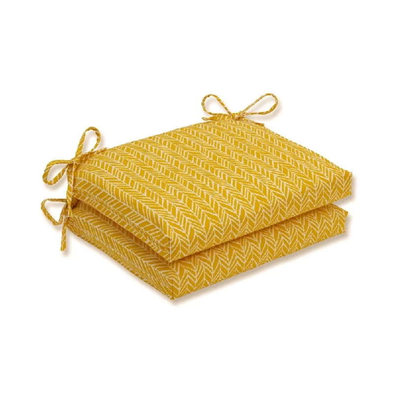 The Best Prices Pillow Perfect Outdoor/ Indoor Herringbone Egg Yolk Squared Corners Seat Cushion (Set of 2)