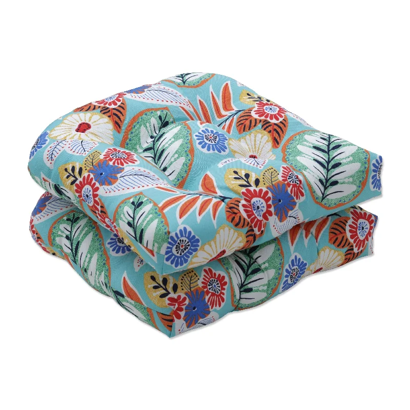 Exclusive Savings Pillow Perfect Outdoor | Indoor Marlow Aqua Seat Cushion (Set of 2) 19 X 19 X 5 Exclusive Savings Pillow Perfect Outdoor | Indoor Marlow Aqua Seat Cushion (Set of 2) 19 X 19 X 5