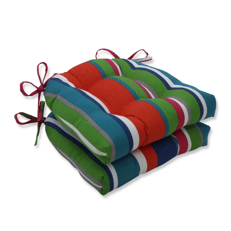 Amazing Deals Pillow Perfect Outdoor St. Lucia Stripe Deluxe Tufted Chairpad (Set of 2) - 17 X 17.5 X 4 - 17 X 17.5 X 4 Amazing Deals Pillow Perfect Outdoor St. Lucia Stripe Deluxe Tufted Chairpad (Set of 2) - 17 X 17.5 X 4 - 17 X 17.5 X 4