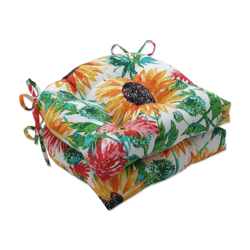 One-DAY Sale Pillow Perfect Outdoor Sunflowers Sunburst Deluxe Tufted Chairpad (Set of 2) - 17 X 17.5 X 4 - 17 X 17.5 X 4 One-DAY Sale Pillow Perfect Outdoor Sunflowers Sunburst Deluxe Tufted Chairpad (Set of 2) - 17 X 17.5 X 4 - 17 X 17.5 X 4