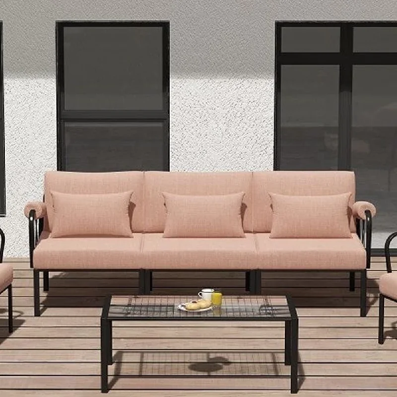 Year-End Sale Rajni Patio Cushion For Wedge in Pink Fabric & Black Finish