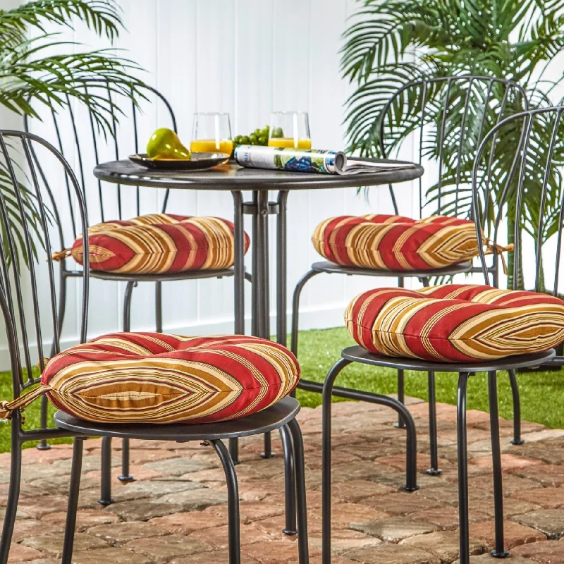 Price Drop Roma Stripe 15-inch Round Outdoor Bistro Chair Cushion (Set of 4)