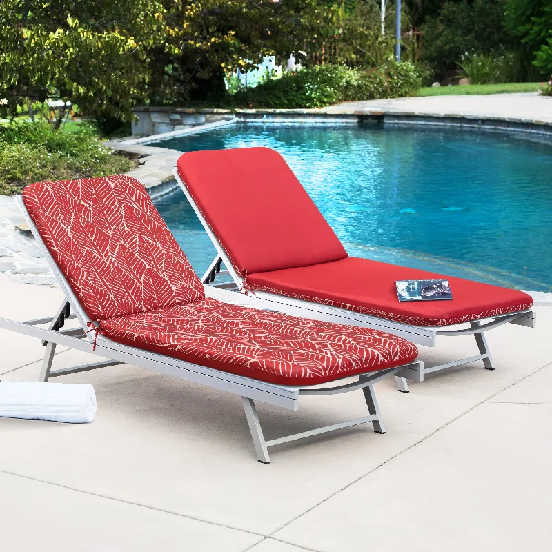 New Deals Ruby Red Feather Print Lounger Cushion 22 x 73 in Red - 22" x 73"