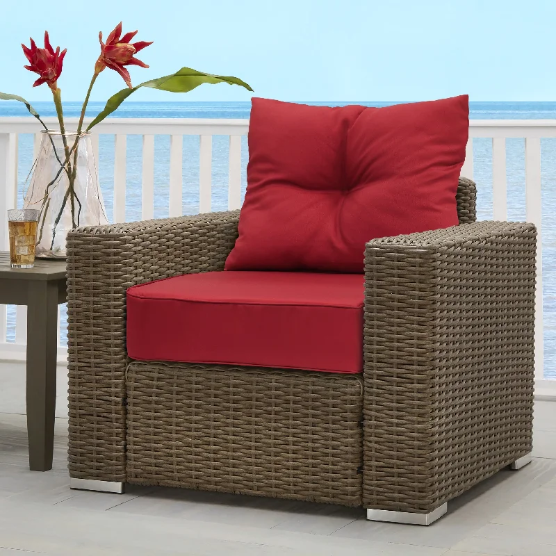 Instant Discount Ruby Red Outdoor Deep Seat Cushion Set 24 x 24 in Solid Red - 24" x 24"