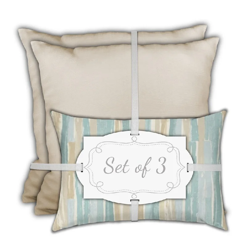 YEAR-End Clearance Sahara Desert Indoor/Outdoor, Zippered Pillow Cover, Set of 2 Large & 1 Lumbar, Tan, White, Seafoam YEAR-End Clearance Sahara Desert Indoor/Outdoor, Zippered Pillow Cover, Set of 2 Large & 1 Lumbar, Tan, White, Seafoam