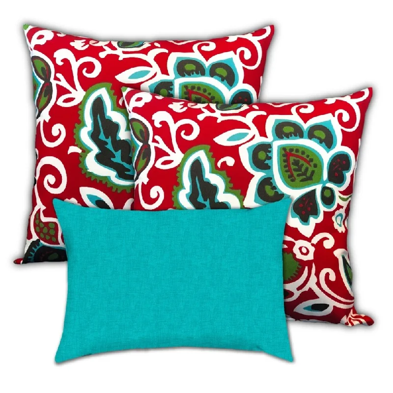Midnight Madness Saucy Flowers Indoor/Outdoor, Zippered Pillow Cover, Set of 2 Large & 1 Lumbar, White, Kiwi, Turquoise Midnight Madness Saucy Flowers Indoor/Outdoor, Zippered Pillow Cover, Set of 2 Large & 1 Lumbar, White, Kiwi, Turquoise