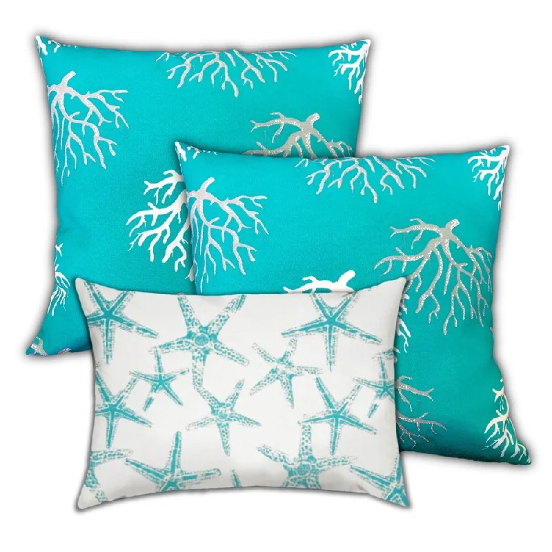 One-DAY Sale Sea Stars Swimming Indoor/Outdoor, Zippered Pillow Cover, Set of 2 Large & 1 Lumbar, Ocean, Blue, Sea One-DAY Sale Sea Stars Swimming Indoor/Outdoor, Zippered Pillow Cover, Set of 2 Large & 1 Lumbar, Ocean, Blue, Sea