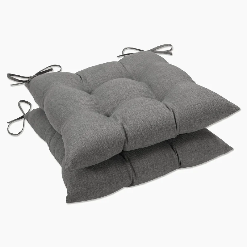 Limited Availability Solid Gray Textured Outdoor Tufted Seat Cushions (Set of 2)