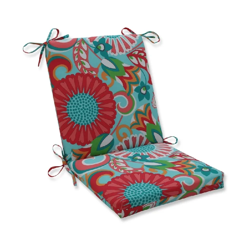Early Access Sophia Turquoise/Coral Squared Corners Chair Cushion